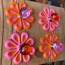 Load image into Gallery viewer, FOUR Orange & Pink Glass Knobs