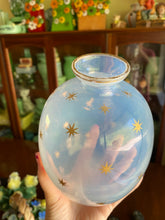 Load image into Gallery viewer, Vintage Blue Opal & Star Glass Vase
