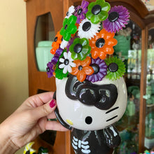 Load image into Gallery viewer, Hello Kitty Skelly Mug with Flowers