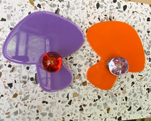 Load image into Gallery viewer, PAIR Purple & Orange Mushrooms Glass Knobs Set