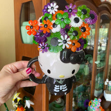 Load image into Gallery viewer, Hello Kitty Skelly Mug with Flowers