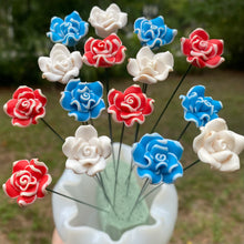 Load image into Gallery viewer, Red White Blue CLAY Roses 15