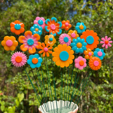 Load image into Gallery viewer, Set of 25 Teal Pink Orange Flowers