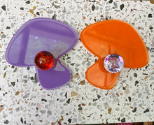Load image into Gallery viewer, PAIR Purple & Orange Mushrooms Glass Knobs Set