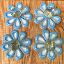 Load image into Gallery viewer, FOUR Blue w/ Glass Flower Knobs