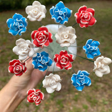 Load image into Gallery viewer, Red White Blue CLAY Roses 15