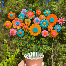 Load image into Gallery viewer, Set of 25 Teal Pink Orange Flowers