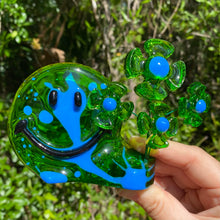 Load image into Gallery viewer, Translucent Blue & Green Smiley w Flowers