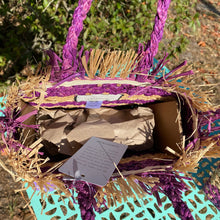 Load image into Gallery viewer, Purple Raffia Flower Bag
