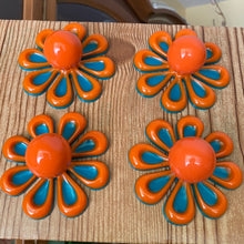 Load image into Gallery viewer, FOUR Teal and Orange w/ Knobs