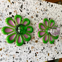 Load image into Gallery viewer, PAIR Purple &amp; Green Glass Knobs
