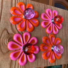 Load image into Gallery viewer, FOUR Orange &amp; Pink Glass Knobs
