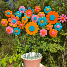 Load image into Gallery viewer, Set of 25 Teal Pink Orange Flowers

