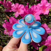 Load image into Gallery viewer, FOUR Blue w/ Glass Flower Knobs
