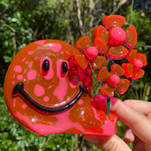 Load image into Gallery viewer, Translucent Pink Smiley w Flowers
