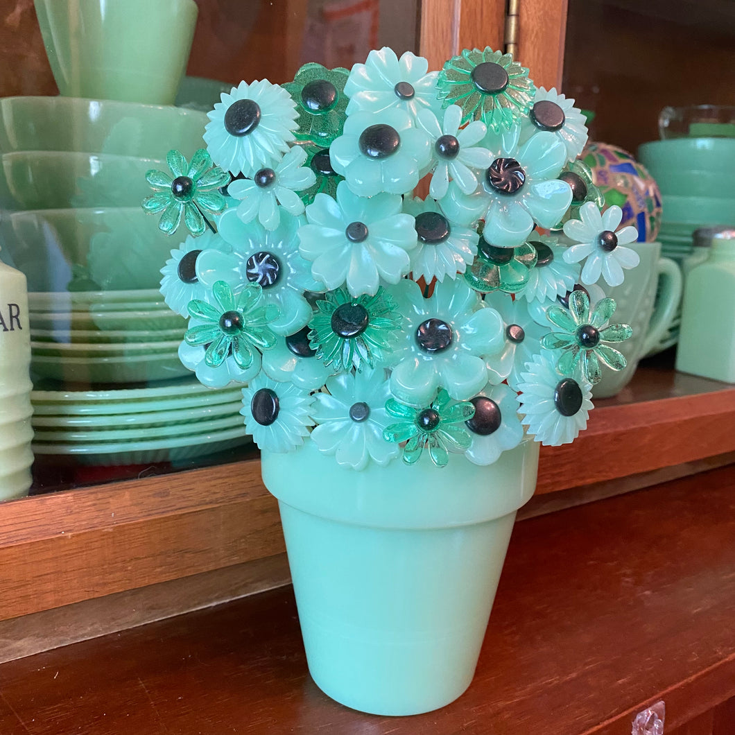 Jadeite Flower Pot with Flowers