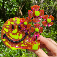 Load image into Gallery viewer, Purple &amp; Green Smiley w Flowers

