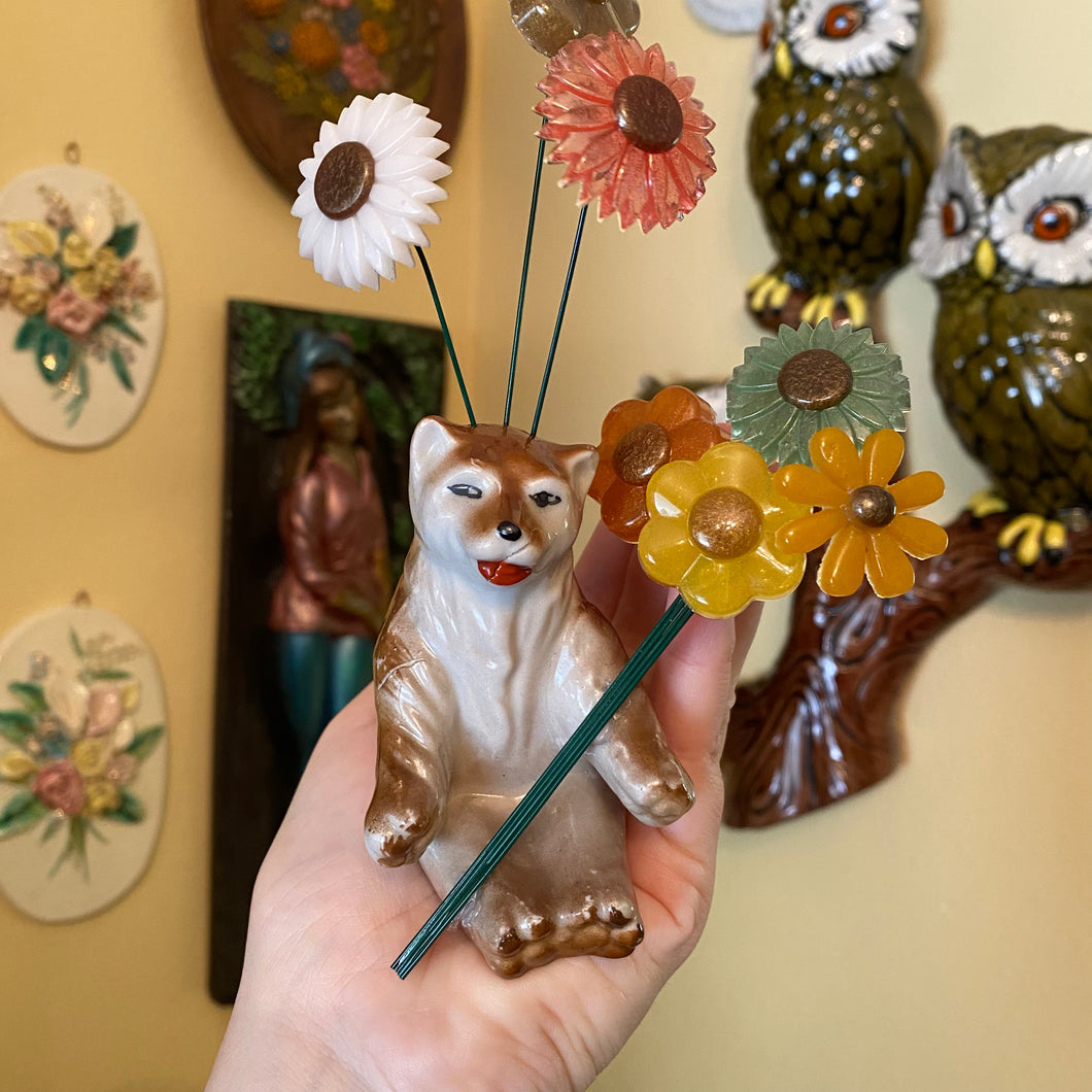 Vintage Bear with Flowers