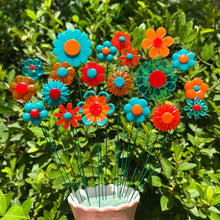 Load image into Gallery viewer, Set of 20 Teal Red Orange Flowers
