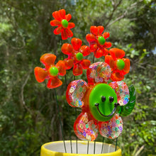 Load image into Gallery viewer, Green &amp; Pink Confetti Smiley Flower Set
