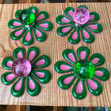 Load image into Gallery viewer, FOUR Green &amp; Pink Glass Knobs
