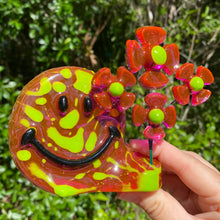 Load image into Gallery viewer, Purple &amp; Green Smiley w Flowers
