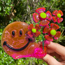 Load image into Gallery viewer, Translucent Purple Smiley w Flowers

