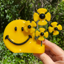 Load image into Gallery viewer, Yellow Smiley w Flowers
