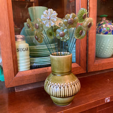 Load image into Gallery viewer, Vintage Green Vase with Flowers
