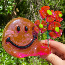 Load image into Gallery viewer, Translucent Purple Smiley w Flowers
