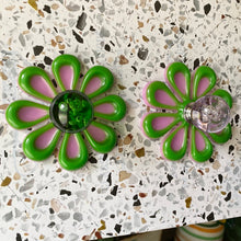 Load image into Gallery viewer, PAIR Purple &amp; Green Glass Knobs

