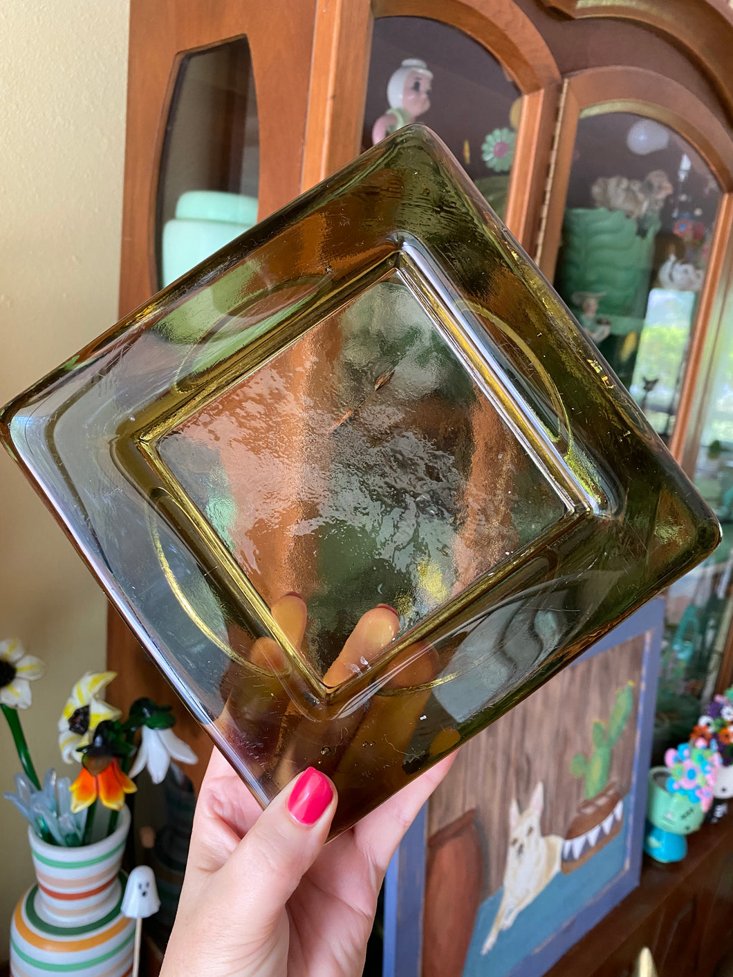 Blenko Olive Ashtray