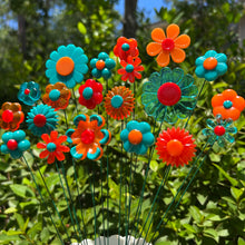 Load image into Gallery viewer, Set of 20 Teal Red Orange Flowers
