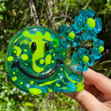 Load image into Gallery viewer, Teal &amp; Green Smiley w Flowers
