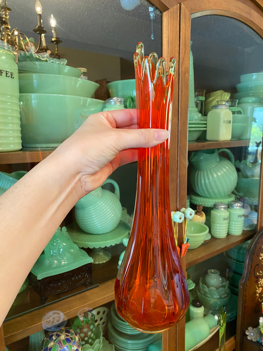 Orange Swung Glass Vase