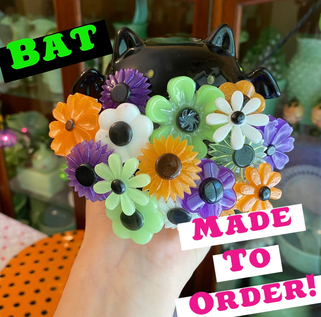 MADE TO ORDER Bat with Flowers