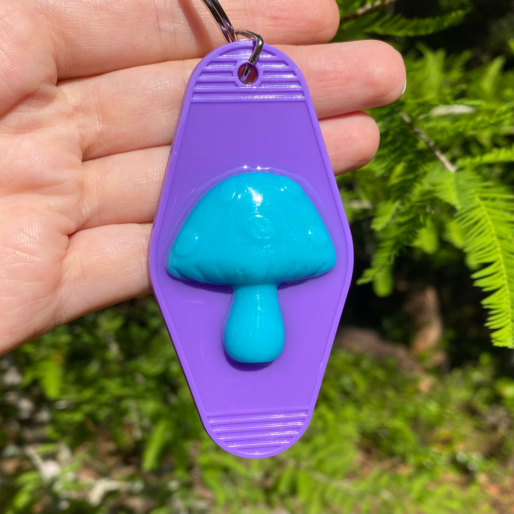 Teal Mushroom Keychain