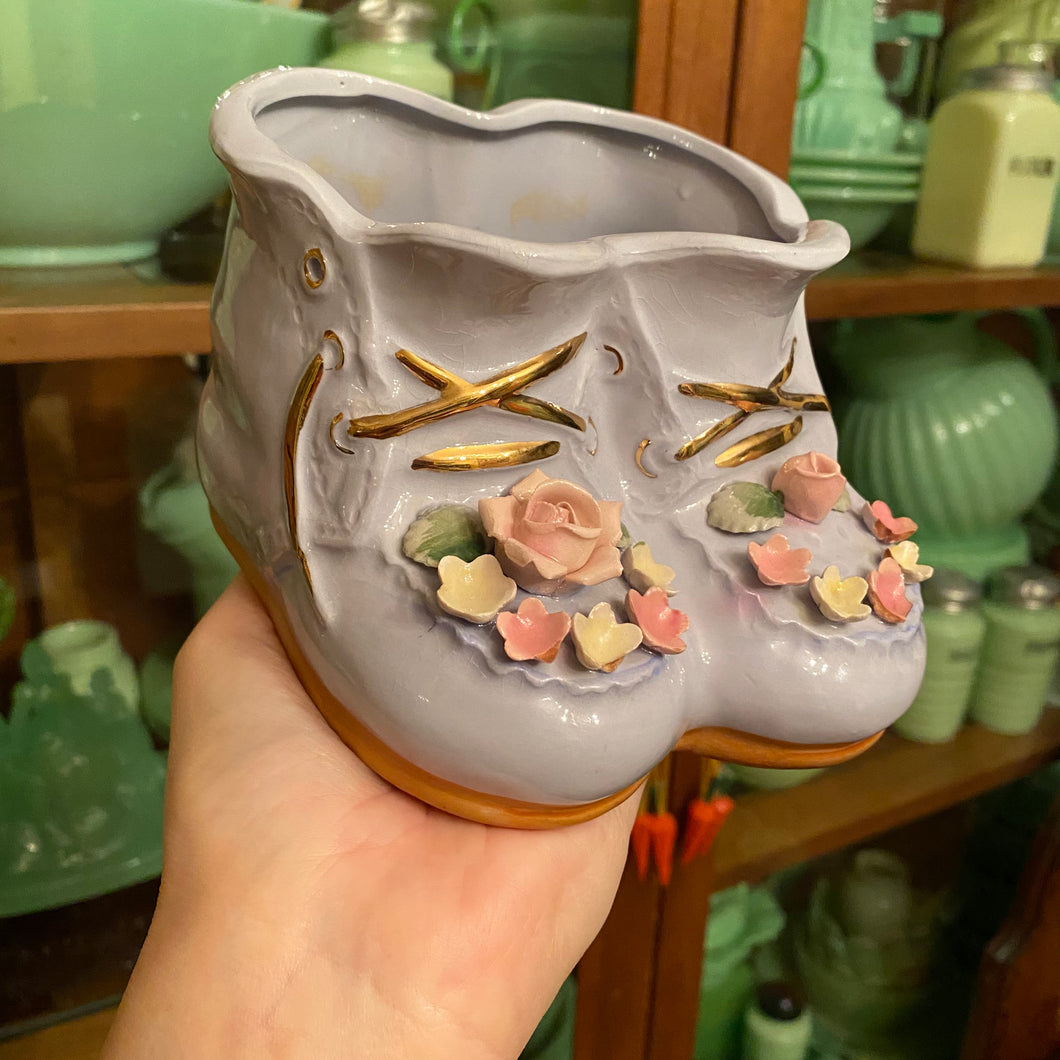 Blue Baby Shoes Planter