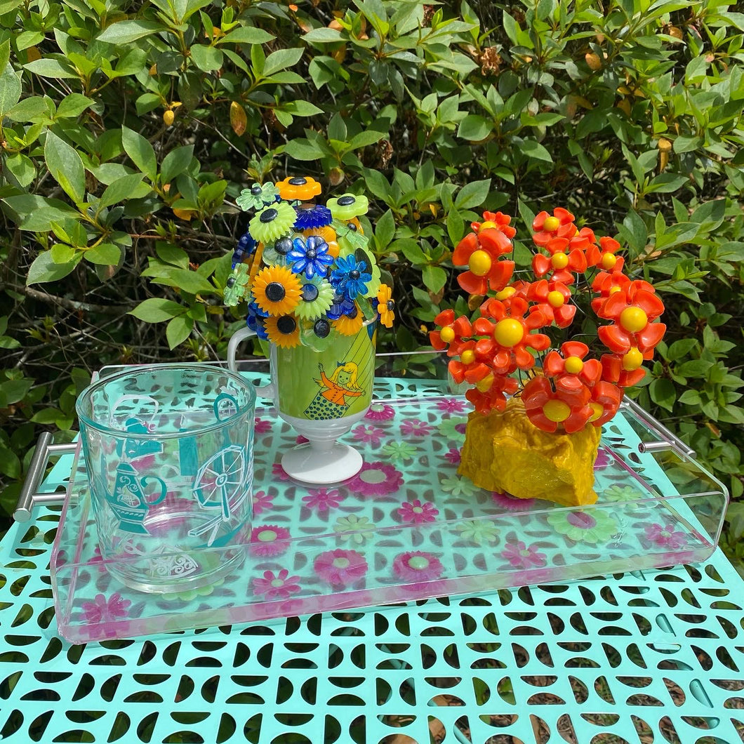 Acrylic Tray with Flowers