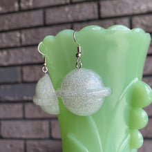 Load image into Gallery viewer, Silver Glittery PLANET Earrings
