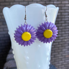 Load image into Gallery viewer, Purple &amp; Yellow FLOWER Earrings
