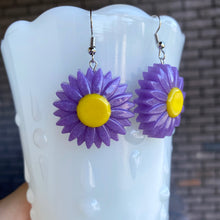 Load image into Gallery viewer, Purple &amp; Yellow FLOWER Earrings
