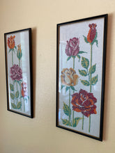 Load image into Gallery viewer, Pair Needlepoint Flowers Framed
