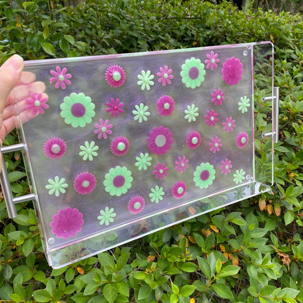 Acrylic Tray with Flowers